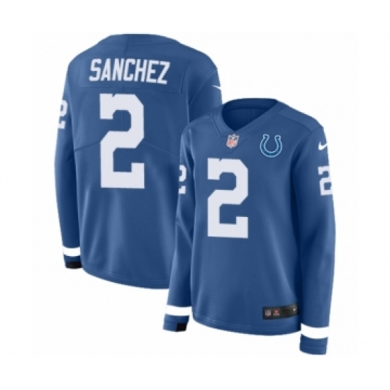 Women's Nike Indianapolis Colts 2 Rigoberto Sanchez Limited Blue Therma Long Sleeve NFL Jersey