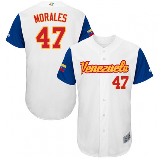 Men's Venezuela Baseball Majestic 47 Franklin Morales White 2017 World Baseball Classic Authentic Team Jersey