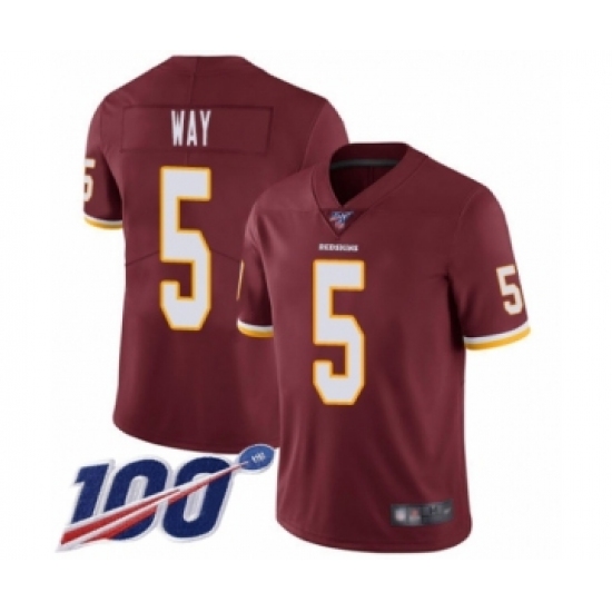 Men's Washington Redskins 5 Tress Way Burgundy Red Team Color Vapor Untouchable Limited Player 100th Season Football Jersey