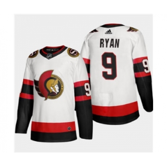 Men's Ottawa Senators 9 Bobby Ryan White 2020-21 Authentic Player Away Stitched Hockey Jersey