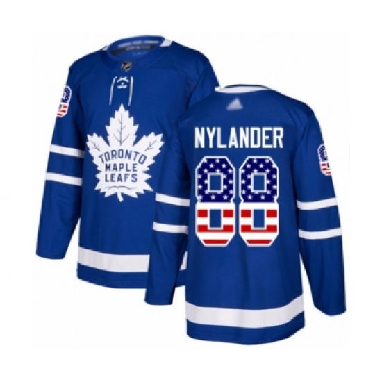 Men's Toronto Maple Leafs 88 William Nylander Authentic Royal Blue USA Flag Fashion Hockey Jersey