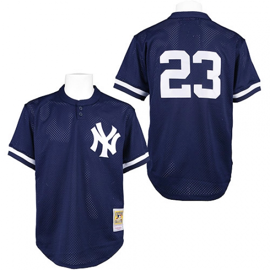 Men's Mitchell and Ness 1995 New York Yankees 23 Don Mattingly Authentic Blue Throwback MLB Jersey