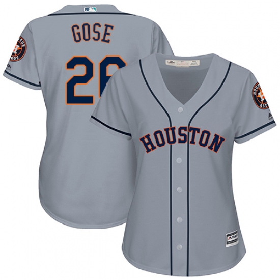 Women's Majestic Houston Astros 26 Anthony Gose Authentic Grey Road Cool Base MLB Jersey