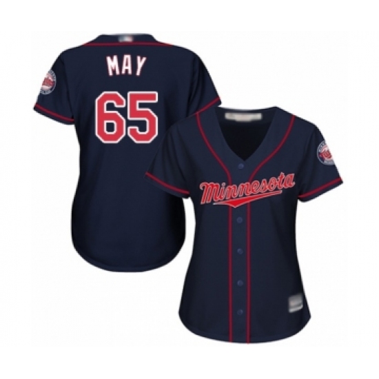 Women's Minnesota Twins 65 Trevor May Authentic Navy Blue Alternate Road Cool Base Baseball Player Jersey