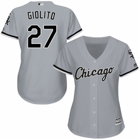 Women's Majestic Chicago White Sox 27 Lucas Giolito Replica Grey Road Cool Base MLB Jersey