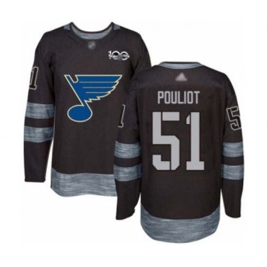 Men's St. Louis Blues 51 Derrick Pouliot Authentic Black 1917-2017 100th Anniversary Hockey Jersey