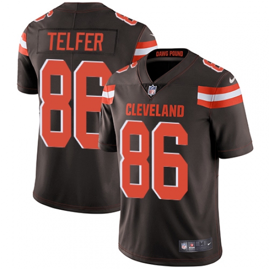 Men's Nike Cleveland Browns 86 Randall Telfer Brown Team Color Vapor Untouchable Limited Player NFL Jersey