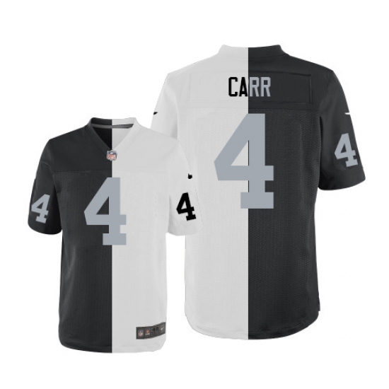 Men's Nike Oakland Raiders 4 Derek Carr Elite Black/White Split Fashion NFL Jersey