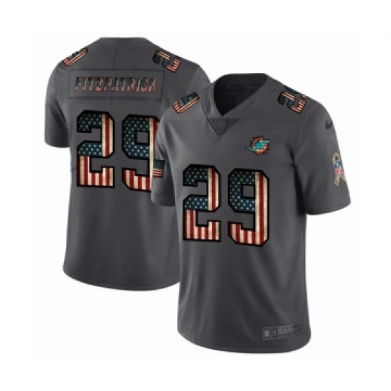 Men's Miami Dolphins 29 Minkah Fitzpatrick Limited Black USA Flag 2019 Salute To Service Football Jersey