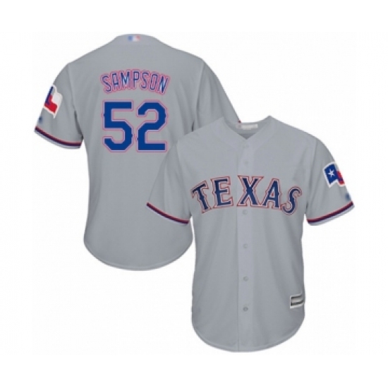 Youth Texas Rangers 52 Adrian Sampson Authentic Grey Road Cool Base Baseball Player Jersey