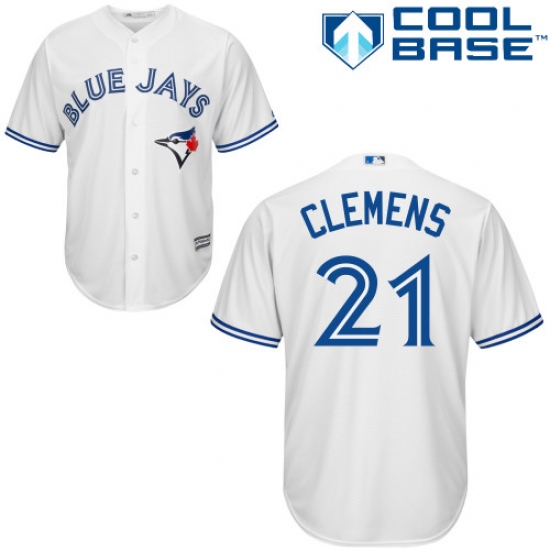 Youth Majestic Toronto Blue Jays 21 Roger Clemens Authentic White Home MLB Jersey