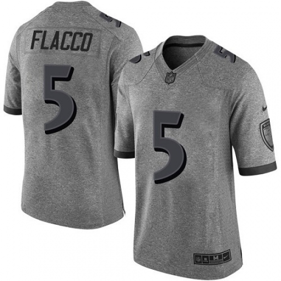 Men's Nike Baltimore Ravens 5 Joe Flacco Limited Gray Gridiron NFL Jersey