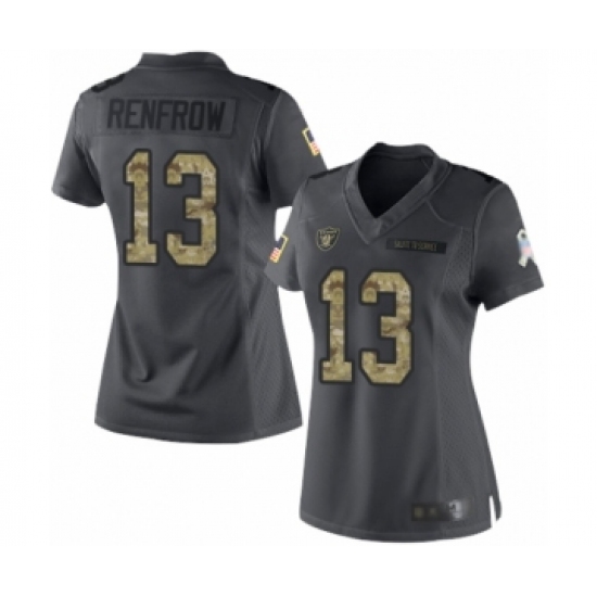 Women's Oakland Raiders 13 Hunter Renfrow Limited Black 2016 Salute to Service Football Jersey