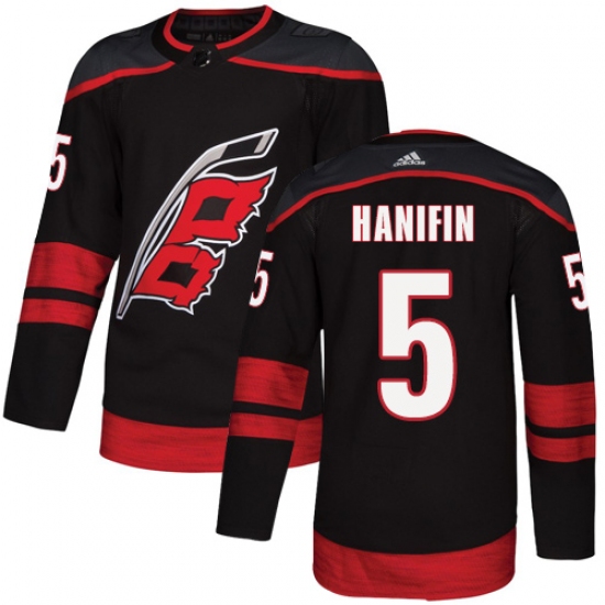 Men's Adidas Carolina Hurricanes 5 Noah Hanifin Premier Black Alternate NHL Jersey