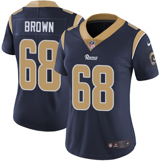 Women's Nike Los Angeles Rams 68 Jamon Brown Elite Navy Blue Team Color NFL Jersey