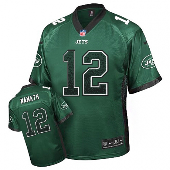 Men's Nike New York Jets 12 Joe Namath Elite Green Drift Fashion NFL Jersey