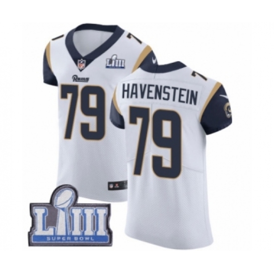Men's Nike Los Angeles Rams 79 Rob Havenstein White Vapor Untouchable Elite Player Super Bowl LIII Bound NFL Jersey