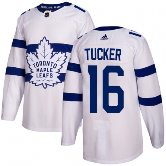 Men's Adidas Toronto Maple Leafs 16 Darcy Tucker Authentic White 2018 Stadium Series NHL Jersey