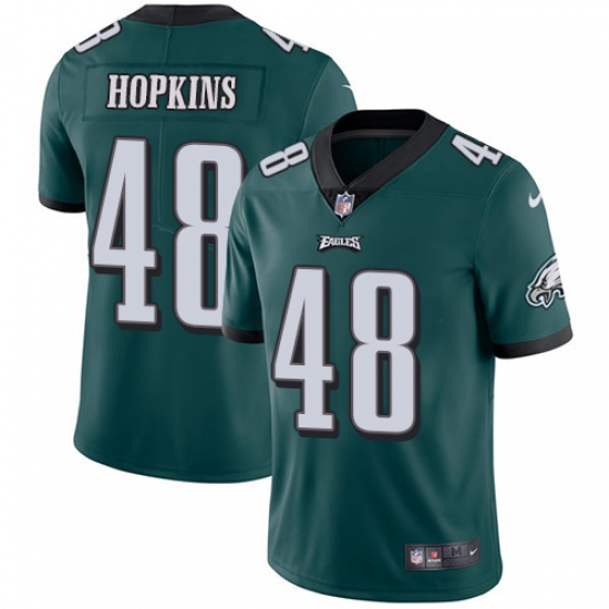 Men's Nike Philadelphia Eagles 48 Wes Hopkins Midnight Green Team Color Vapor Untouchable Limited Player NFL Jersey