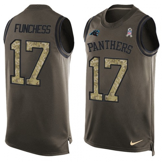 Men's Nike Carolina Panthers 17 Devin Funchess Limited Green Salute to Service Tank Top NFL Jersey