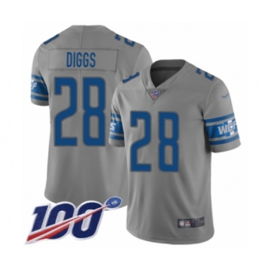 Youth Detroit Lions 28 Quandre Diggs Limited Gray Inverted Legend 100th Season Football Jersey