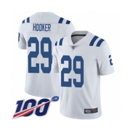 Men's Indianapolis Colts 29 Malik Hooker White Vapor Untouchable Limited Player 100th Season Football Jersey