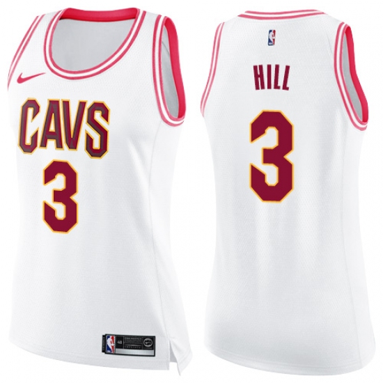 Women's Nike Cleveland Cavaliers 3 George Hill Swingman White/Pink Fashion NBA Jersey