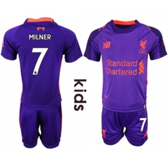 Liverpool 7 Milner Away Kid Soccer Club Jersey