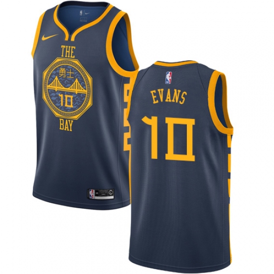 Youth Nike Golden State Warriors 10 Jacob Evans Swingman Navy Blue NBA Jersey - City Edition