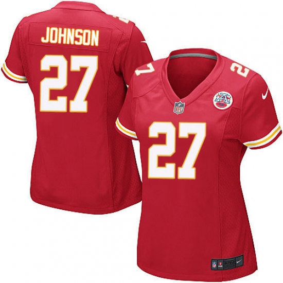Women's Nike Kansas City Chiefs 27 Larry Johnson Game Red Team Color NFL Jersey