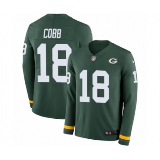 Youth Nike Green Bay Packers 18 Randall Cobb Limited Green Therma Long Sleeve NFL Jersey