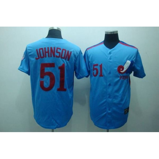 Mitchell and Ness Expos 51 Randy Johnson Blue Stitched Throwback Baseball Jersey