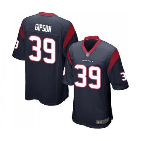 Men's Houston Texans 39 Tashaun Gipson Game Navy Blue Team Color Football Jersey