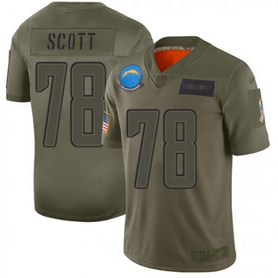 Women's Los Angeles Chargers 78 Trent Scott Limited Camo 2019 Salute to Service Football Jersey