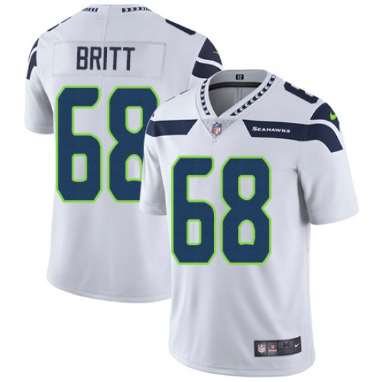 Youth Nike Seattle Seahawks 68 Justin Britt White Vapor Untouchable Limited Player NFL Jersey