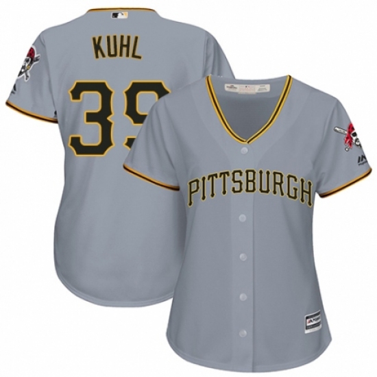 Women's Majestic Pittsburgh Pirates 39 Chad Kuhl Authentic Grey Road Cool Base MLB Jersey