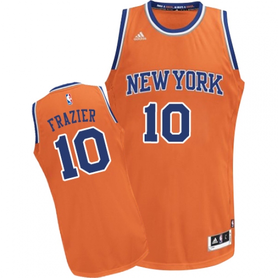 Men's Adidas New York Knicks 10 Walt Frazier Swingman Orange Alternate NBA Jersey