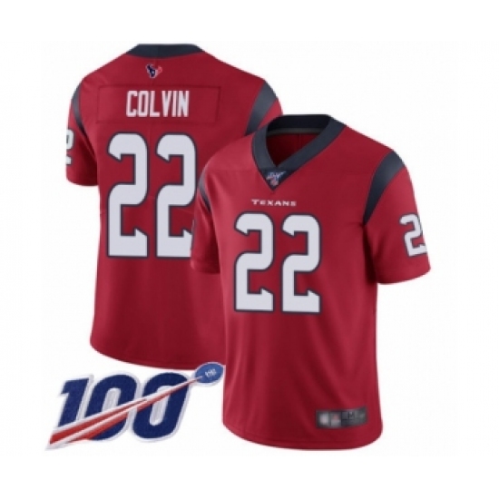 Men's Houston Texans 22 Aaron Colvin Red Alternate Vapor Untouchable Limited Player 100th Season Football Jersey