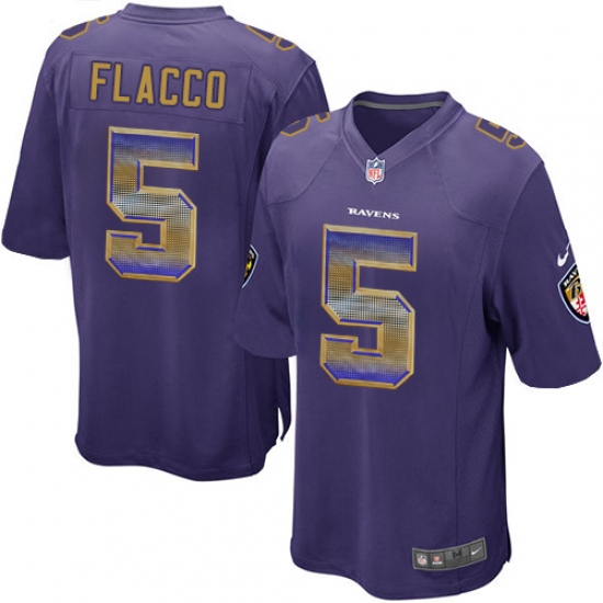 Youth Nike Baltimore Ravens 5 Joe Flacco Limited Purple Strobe NFL Jersey