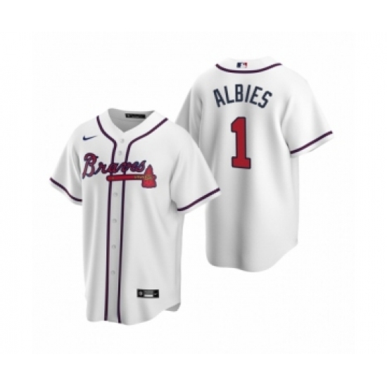 Youth Atlanta Braves 1 Ozzie Albies Nike White 2020 Replica Home Jersey