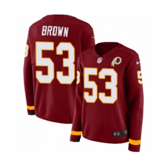 Women's Nike Washington Redskins 53 Zach Brown Limited Burgundy Therma Long Sleeve NFL Jersey