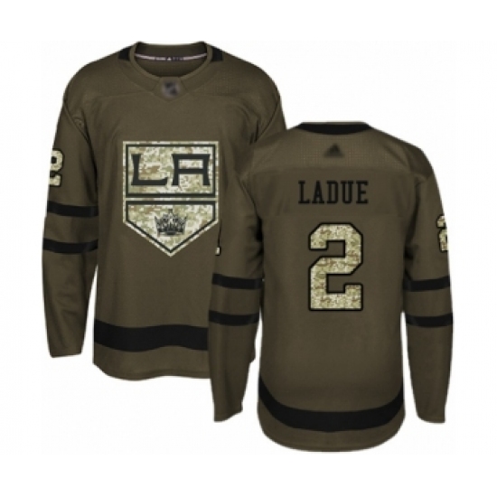 Men's Los Angeles Kings 2 Paul LaDue Authentic Green Salute to Service Hockey Jersey