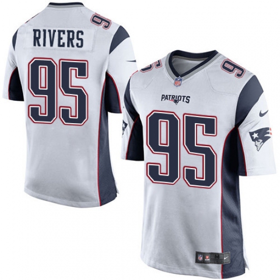 Men's Nike New England Patriots 95 Derek Rivers Game White NFL Jersey