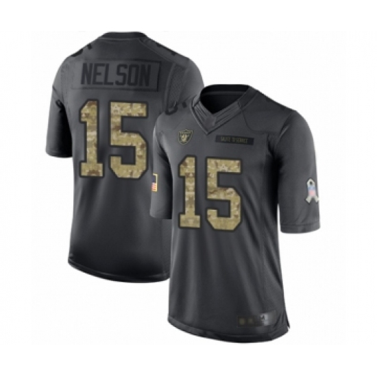 Men's Oakland Raiders 15 J. Nelson Limited Black 2016 Salute to Service Football Jersey