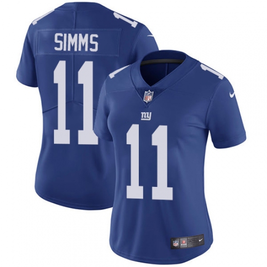 Women's Nike New York Giants 11 Phil Simms Elite Royal Blue Team Color NFL Jersey