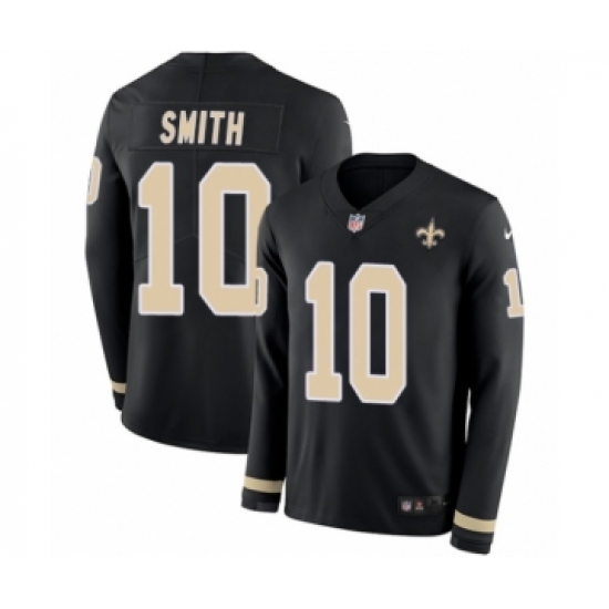 Youth Nike New Orleans Saints 10 Tre'Quan Smith Limited Black Therma Long Sleeve NFL Jersey