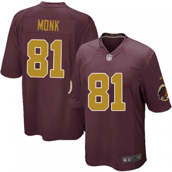 Men's Nike Washington Redskins 81 Art Monk Game Burgundy Red/Gold Number Alternate 80TH Anniversary NFL Jersey