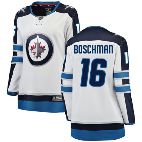 Women's Winnipeg Jets 16 Laurie Boschman Fanatics Branded White Away Breakaway NHL Jersey