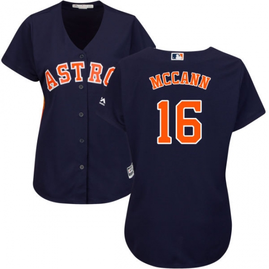 Women's Majestic Houston Astros 16 Brian McCann Authentic Navy Blue Alternate Cool Base MLB Jersey