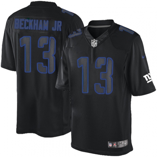 Men's Nike New York Giants 13 Odell Beckham Jr Limited Black Impact NFL Jersey